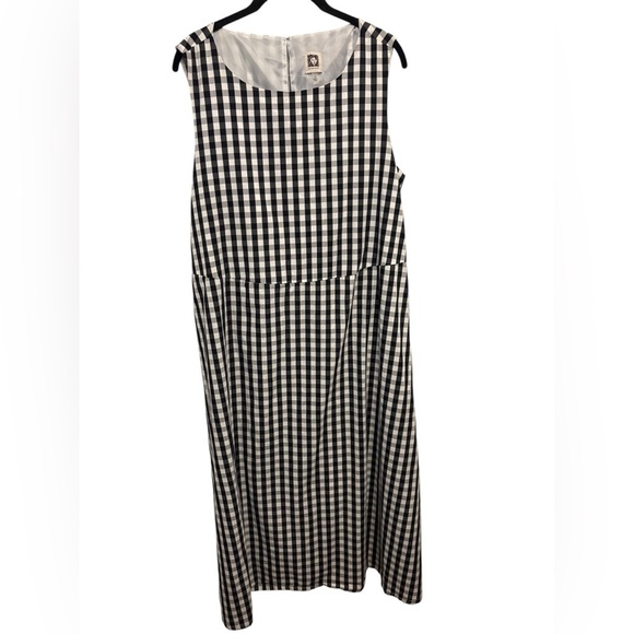 Anne Klein Black and White Checkered Midi Dress - Picture 1 of 5